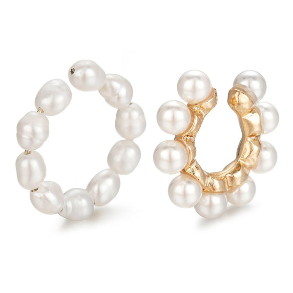 Pendiente pequeño con clip de círculo de agua dulce natural bohemio sin perforar