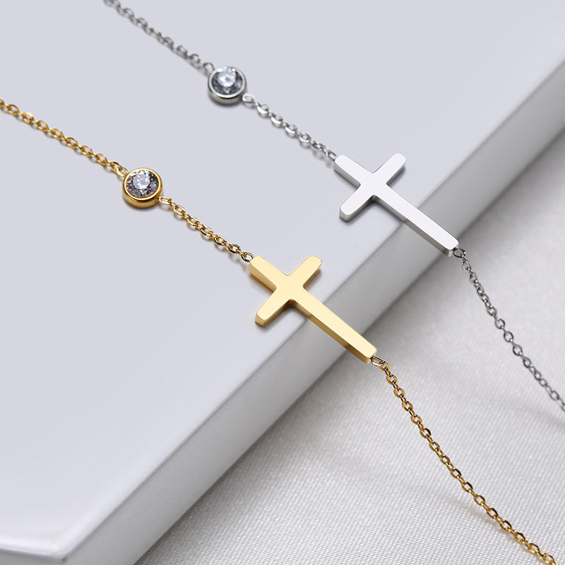 Ultra Thin Chain Link Cross Bracelet