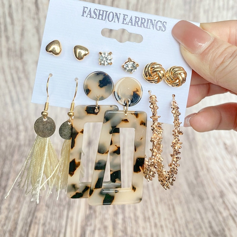 Fashion Gold Pearl Earrings Set