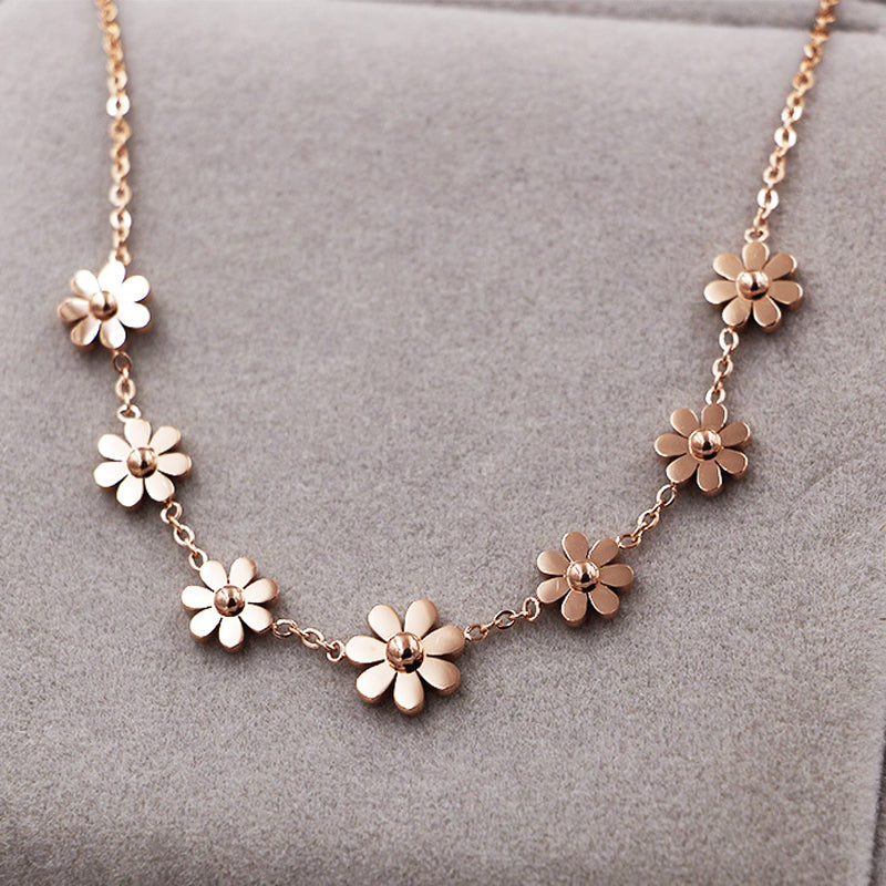 7 Daisy Anklets For Women Rose Gold Color Fashion Prevent Allergy Jewelry