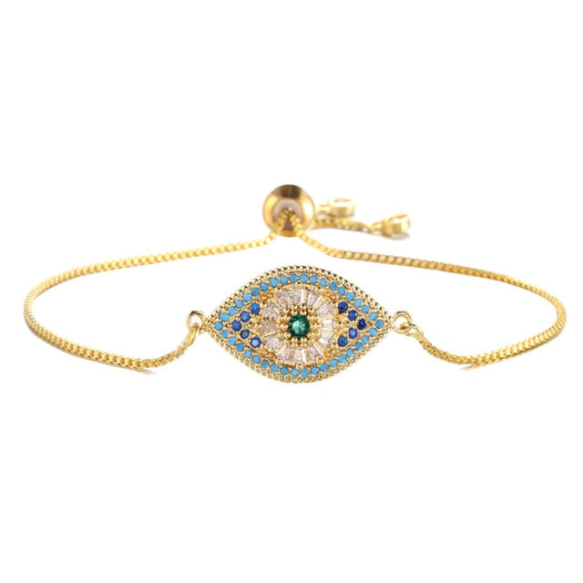 Trendy Turkish Gold Evil Eye Bracelet