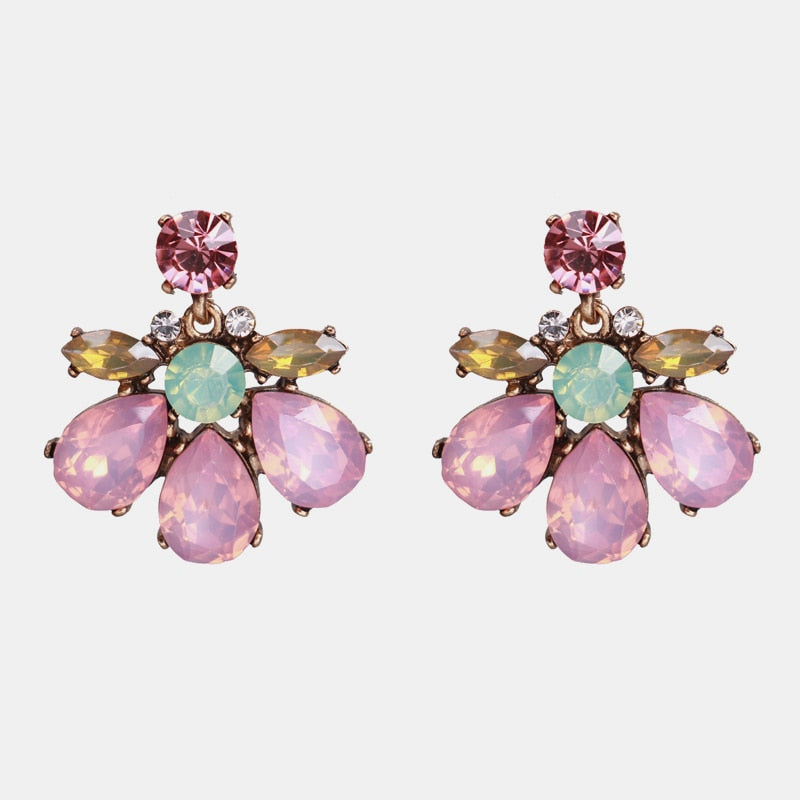 New Korea Fashion Pink Resin Beaded Drop Earrings
