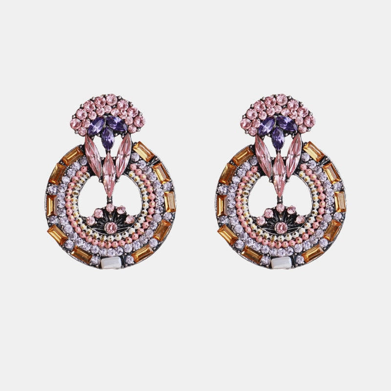 New Korea Fashion Pink Resin Beaded Drop Earrings