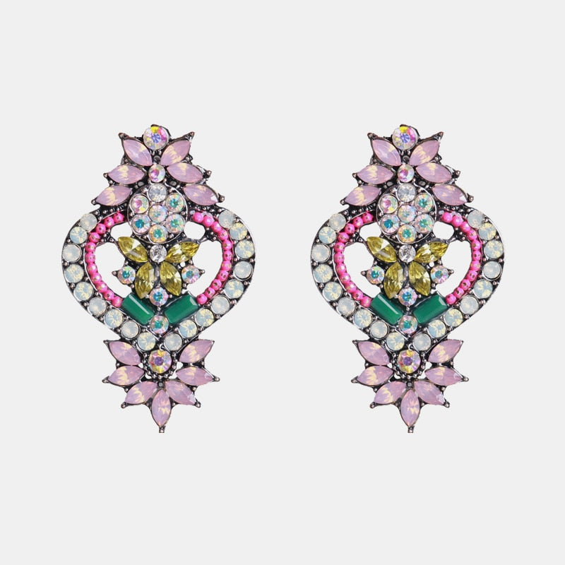 New Korea Fashion Pink Resin Beaded Drop Earrings