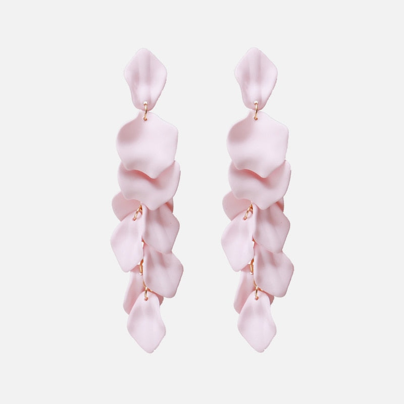 New Korea Fashion Pink Resin Beaded Drop Earrings