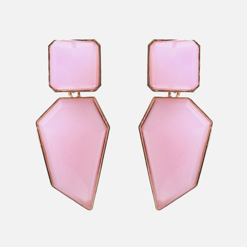 New Korea Fashion Pink Resin Beaded Drop Earrings