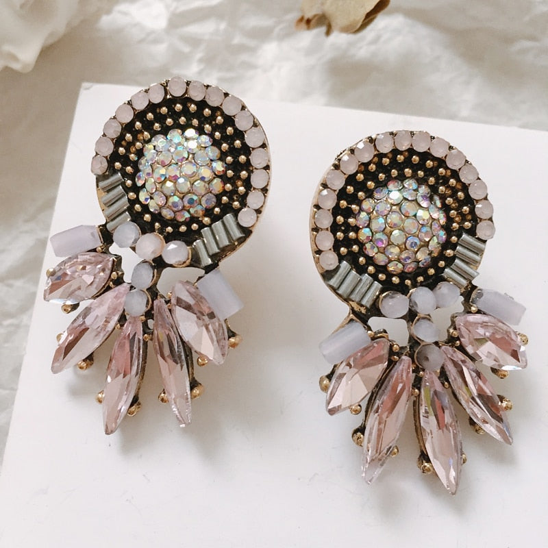New Korea Fashion Pink Resin Beaded Drop Earrings