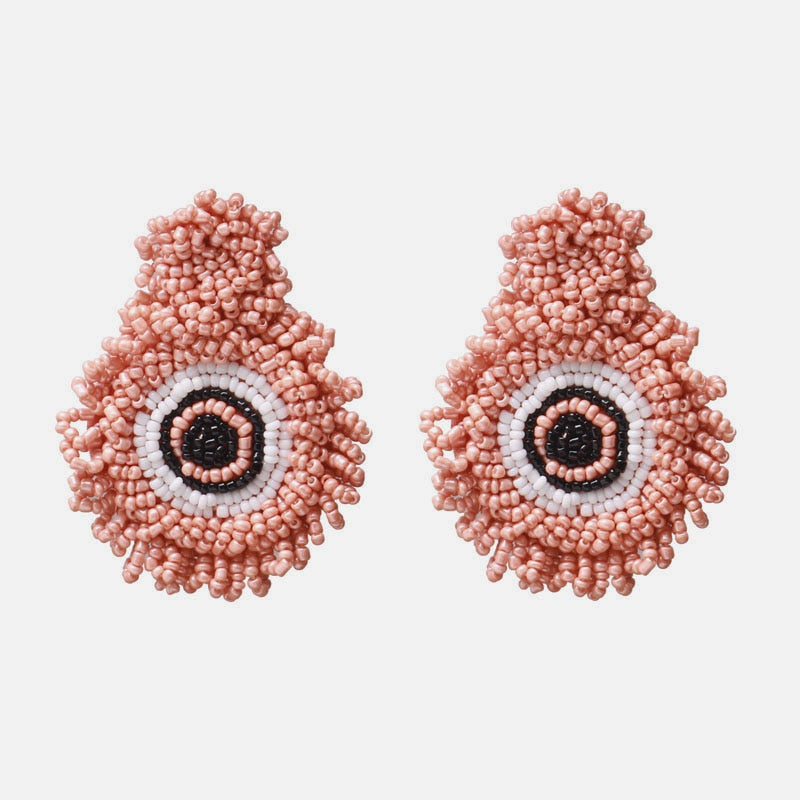 New Korea Fashion Pink Resin Beaded Drop Earrings