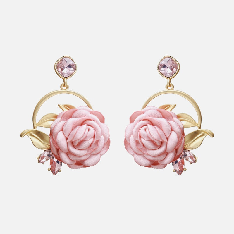 New Korea Fashion Pink Resin Beaded Drop Earrings