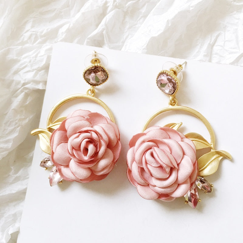 New Korea Fashion Pink Resin Beaded Drop Earrings