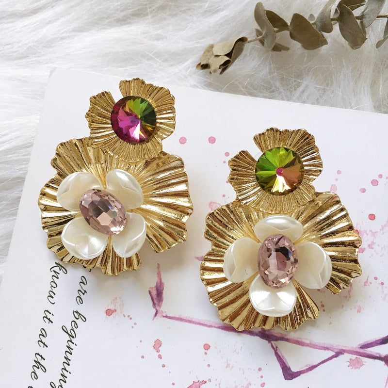 New Korea Fashion Pink Resin Beaded Drop Earrings