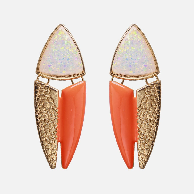 New Korea Fashion Pink Resin Beaded Drop Earrings