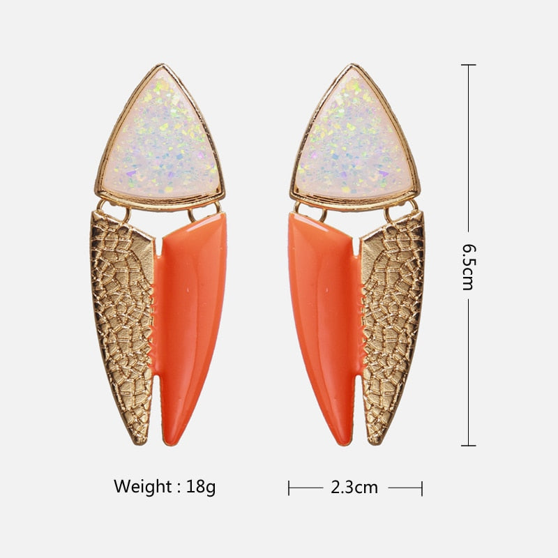 New Korea Fashion Pink Resin Beaded Drop Earrings