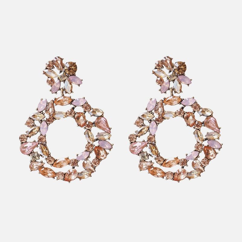 New Korea Fashion Pink Resin Beaded Drop Earrings