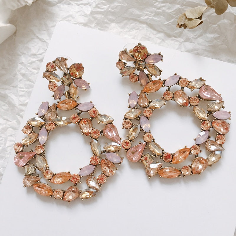 New Korea Fashion Pink Resin Beaded Drop Earrings