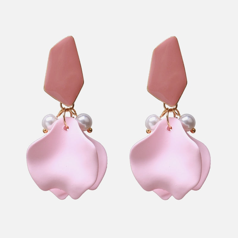 New Korea Fashion Pink Resin Beaded Drop Earrings