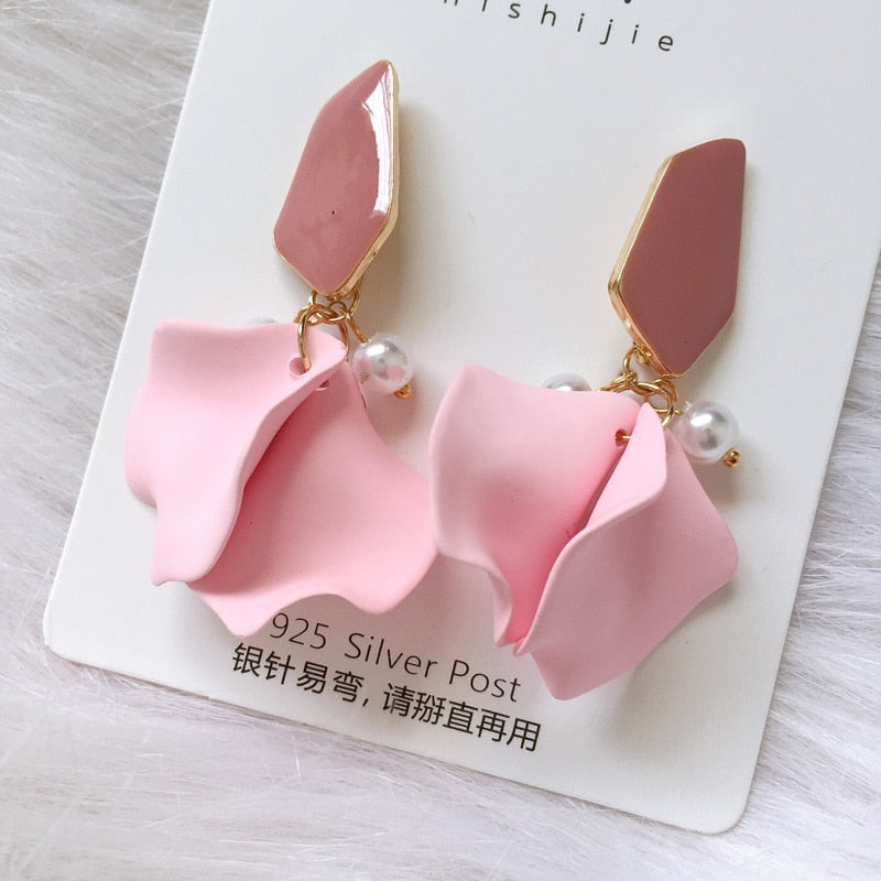 New Korea Fashion Pink Resin Beaded Drop Earrings