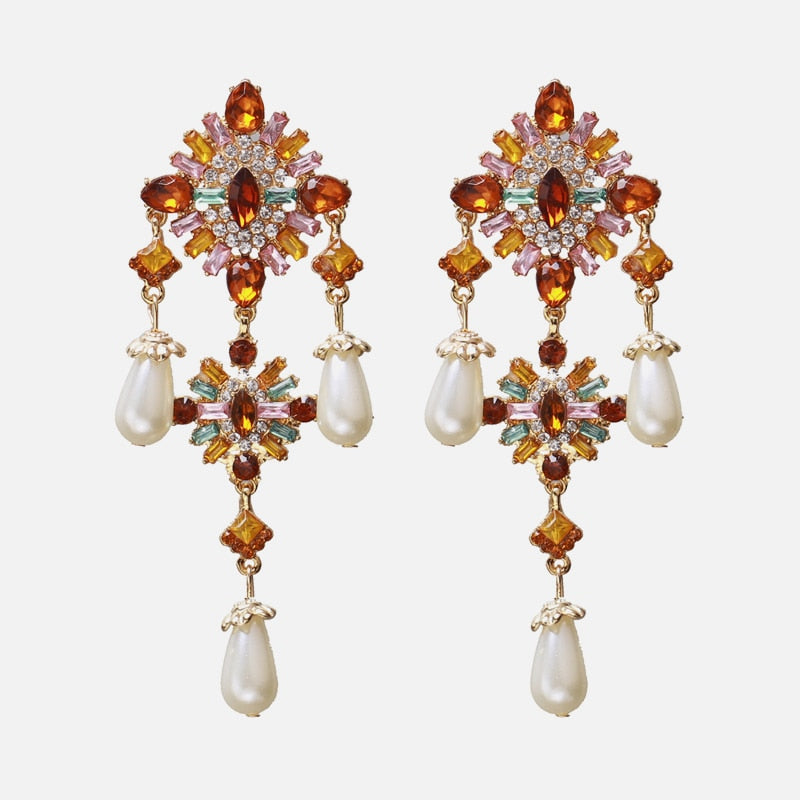 New Korea Fashion Pink Resin Beaded Drop Earrings