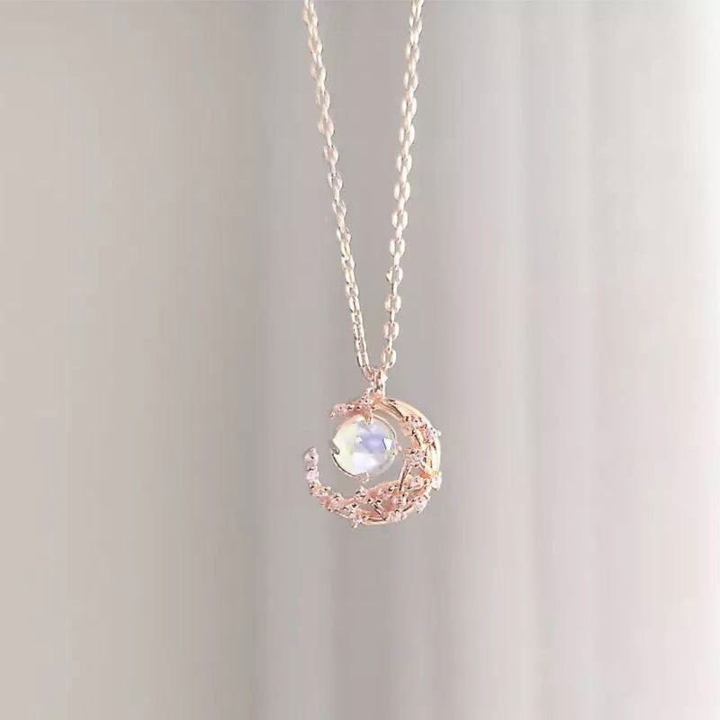 Sweet Moon Cubic Zircon Jewelry Necklace