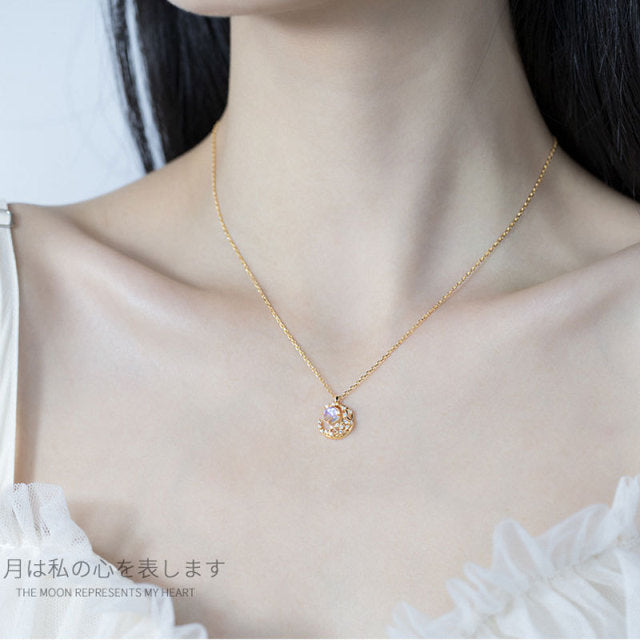 Sweet Moon Cubic Zircon Jewelry Necklace