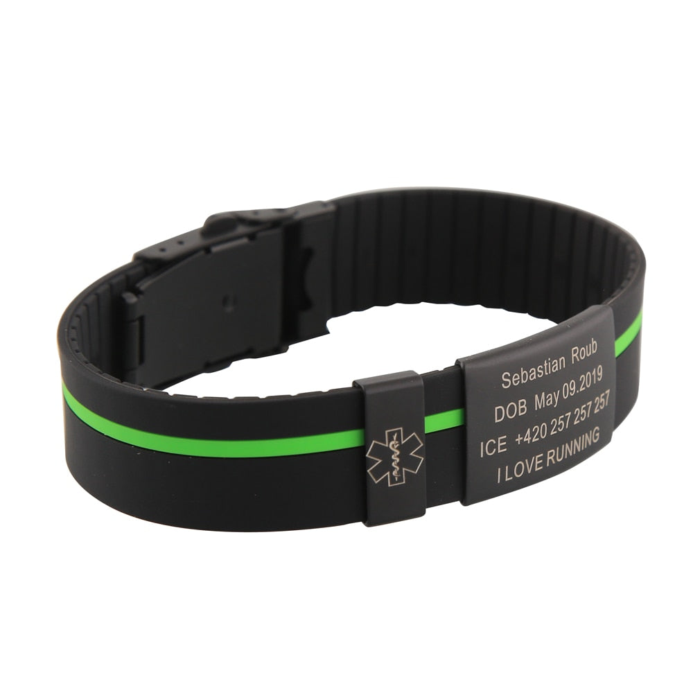 Child Kids SOS ID Safety Wristband Black Bracelet