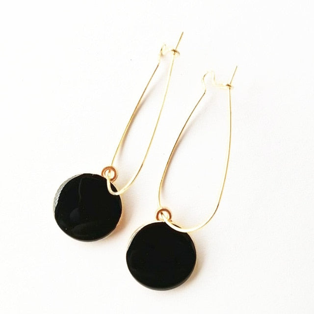 new black round rhinestone earrings
