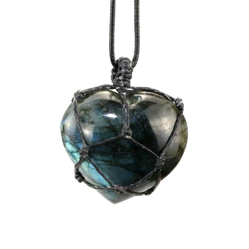 Natural Stone Pendant Wrap braid Necklace