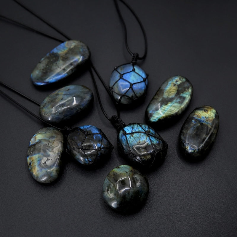 Natural Stone Pendant Wrap braid Necklace