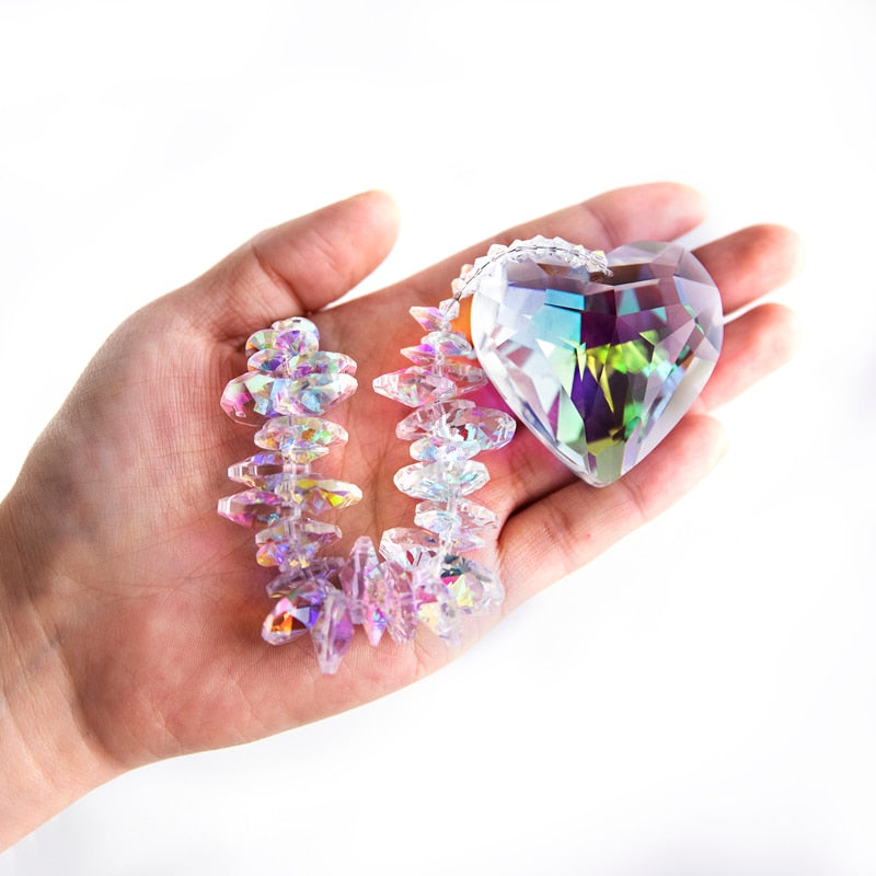 AB Colored Crystal Heart Shape Pendant