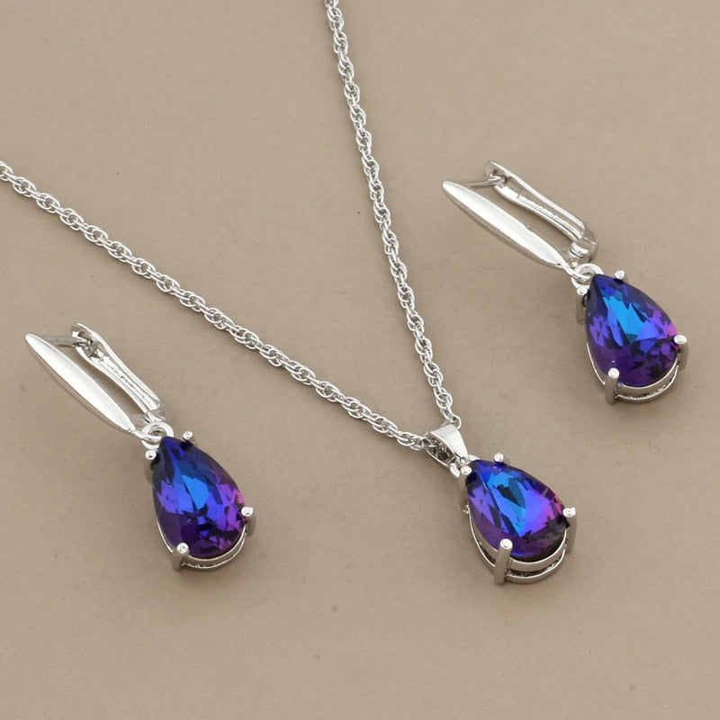 New Trend Water Drop Earrings Pendants Necklaces Sets
