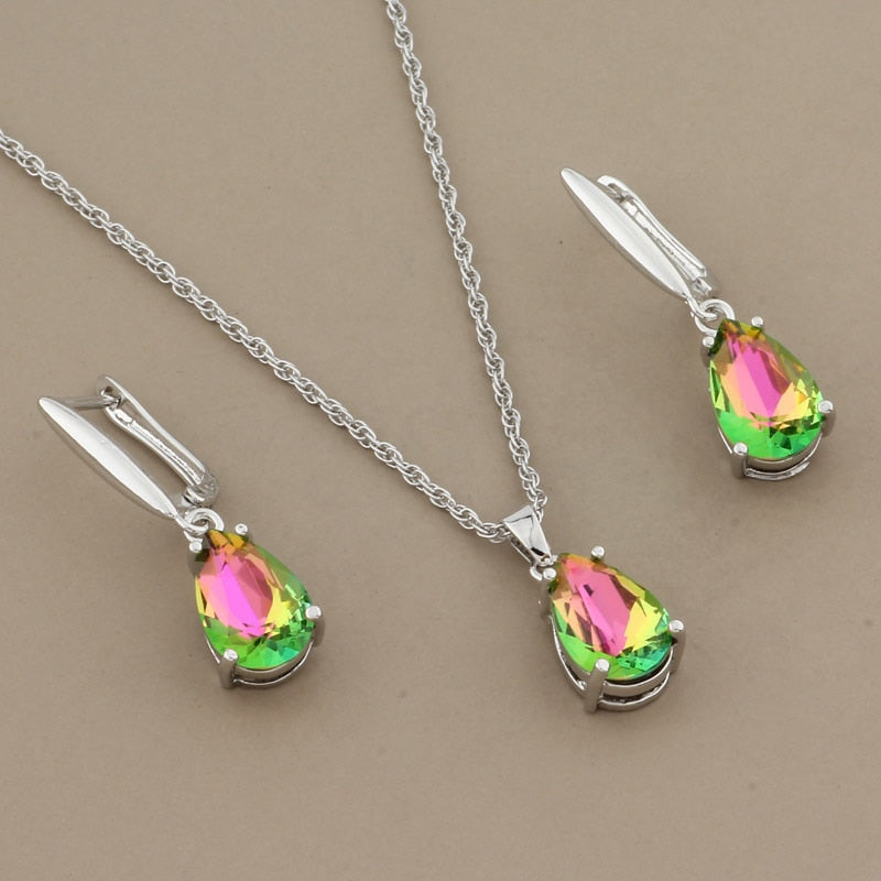New Trend Water Drop Earrings Pendants Necklaces Sets