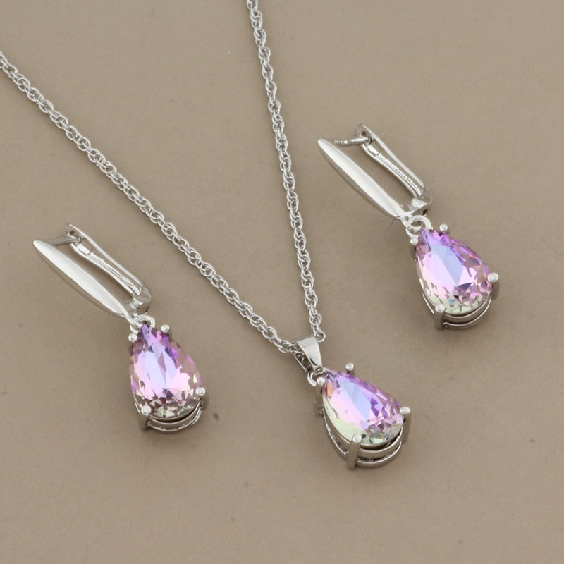 New Trend Water Drop Earrings Pendants Necklaces Sets