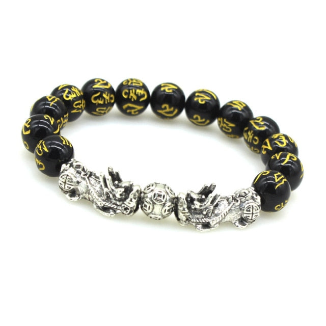 Obsidian Stone Beads Bracelet Pixiu Bracelet