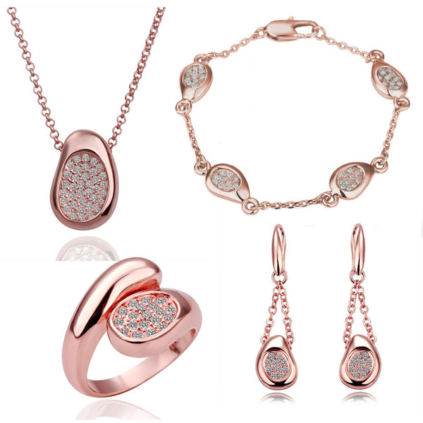 Conjunto de joyería con colgante en forma de guisante y diamantes de imitación GP