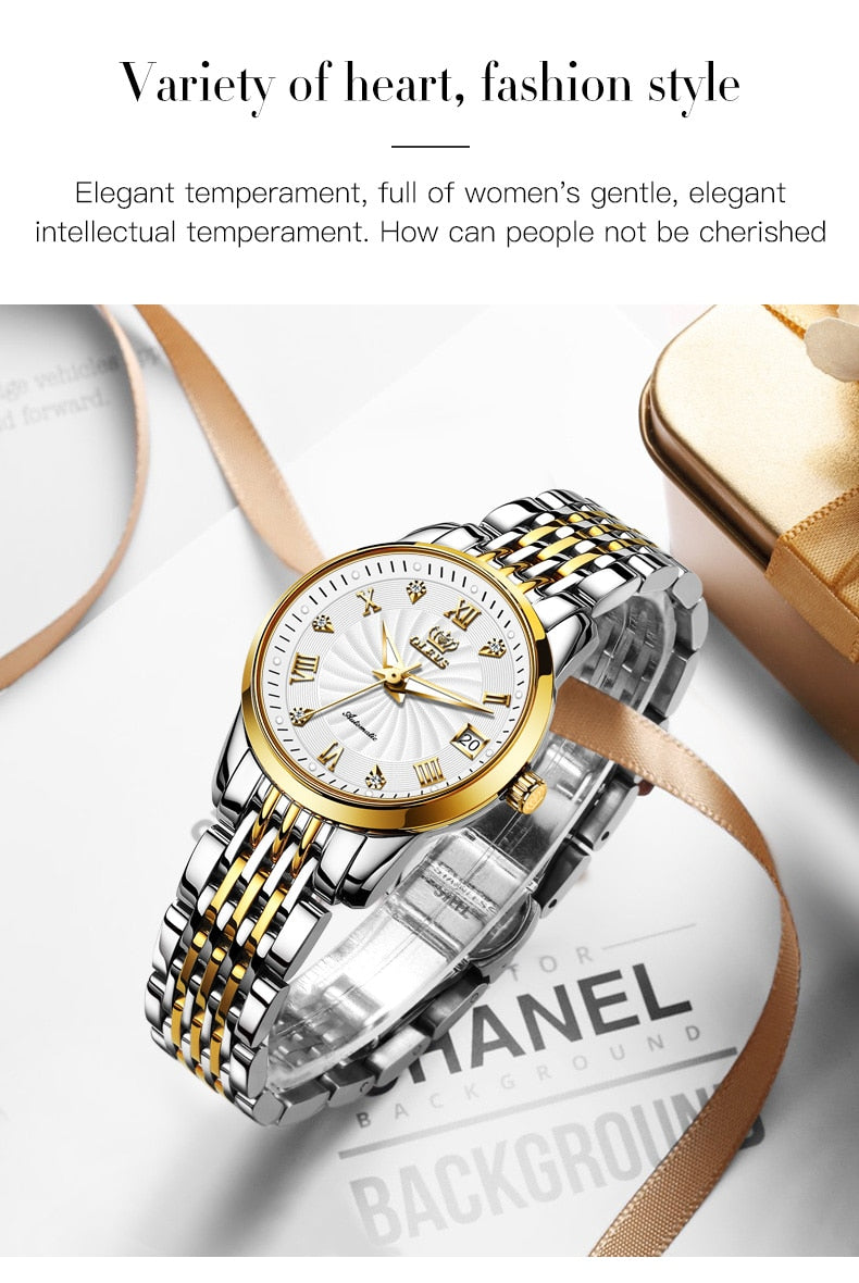 Luxury Automatic Mechanical Watch Stainless Steel Waterproof Clock