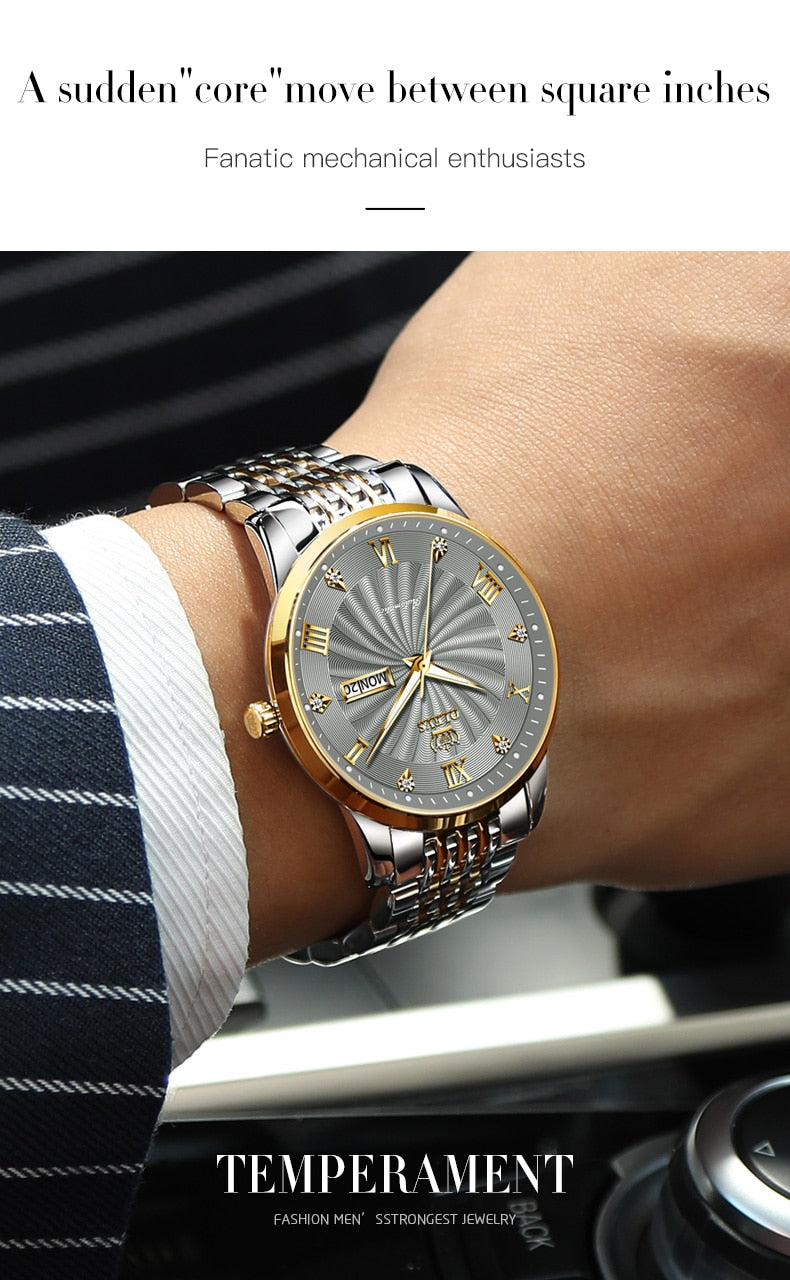 Luxury Automatic Mechanical Watch Stainless Steel Waterproof Clock