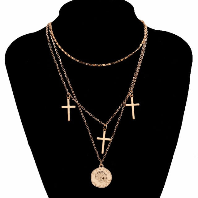 Fashion Gothic Cross Pendant Choker Necklace