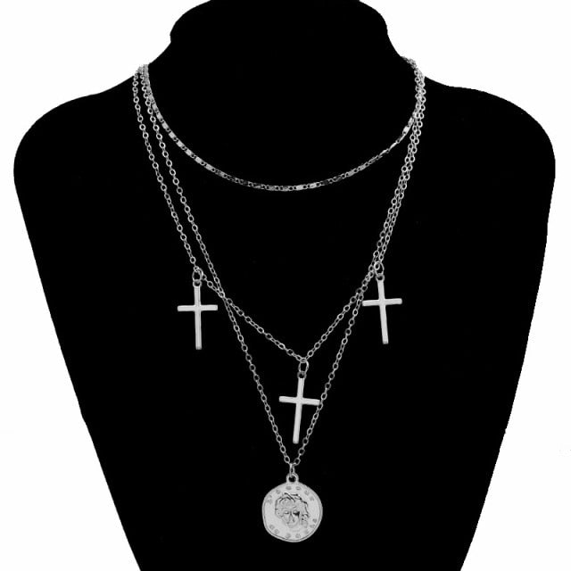 Fashion Gothic Cross Pendant Choker Necklace