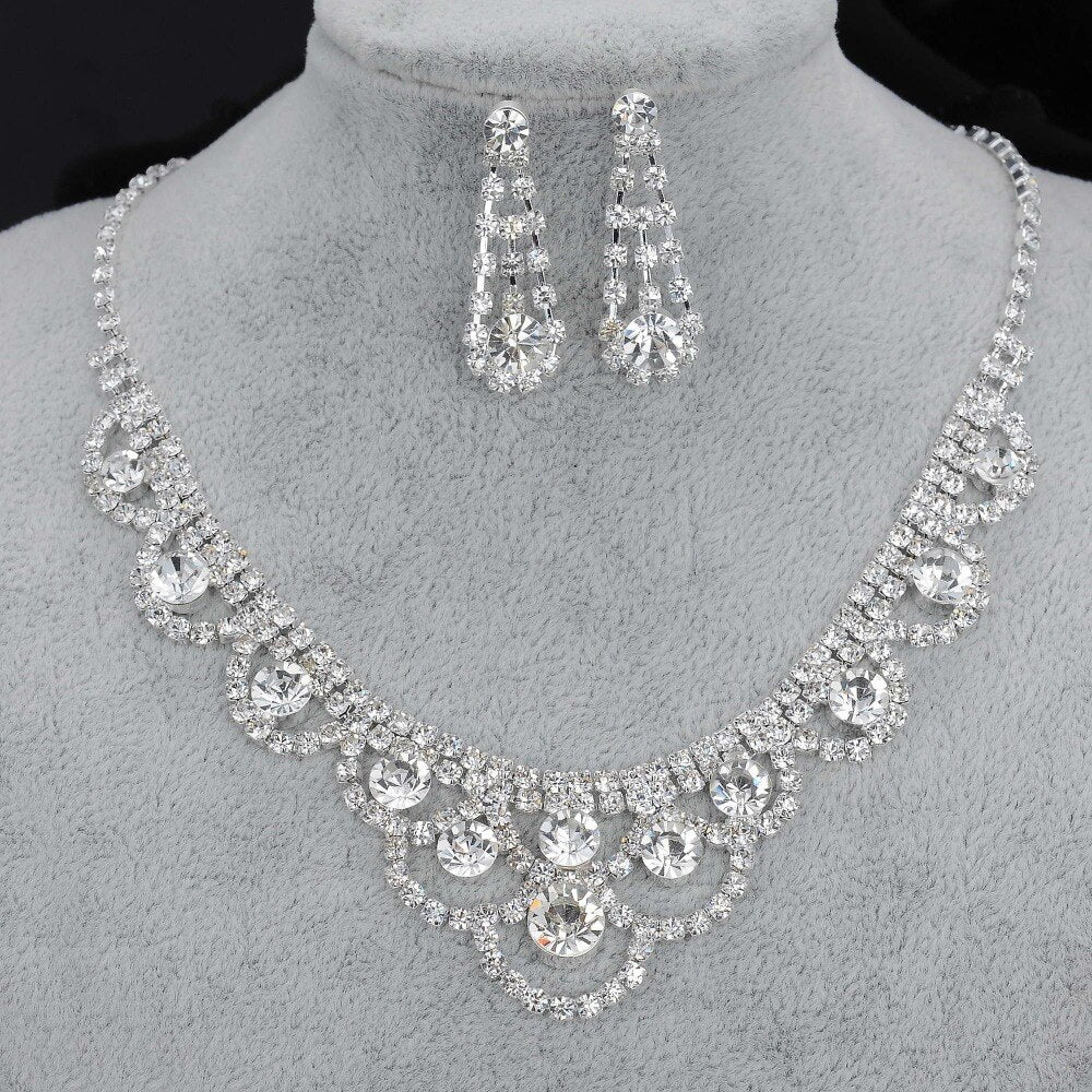 Rhinestone Crystal NECKLACE+EARRINGS SET
