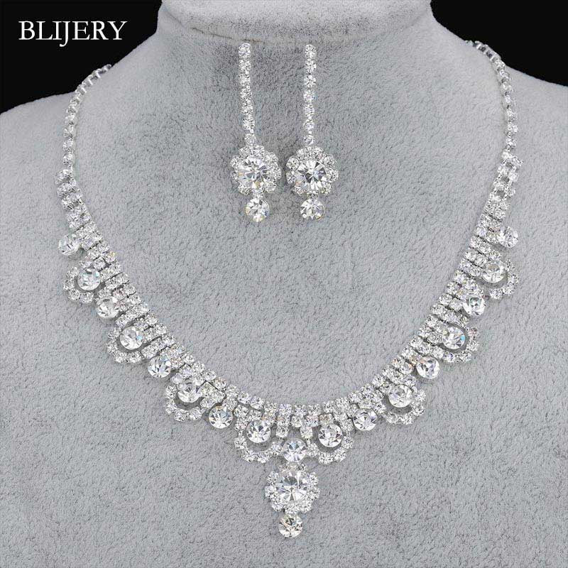 Rhinestone Crystal NECKLACE+EARRINGS SET