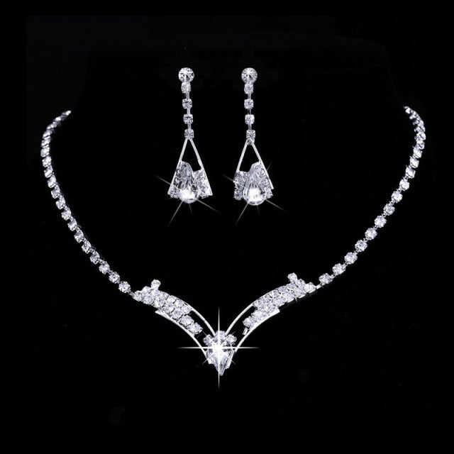 Rhinestone Crystal NECKLACE+EARRINGS SET