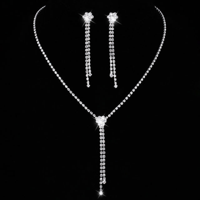 Rhinestone Crystal NECKLACE+EARRINGS SET