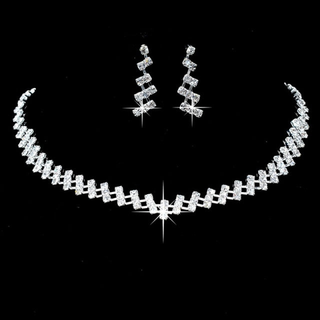 Rhinestone Crystal NECKLACE+EARRINGS SET