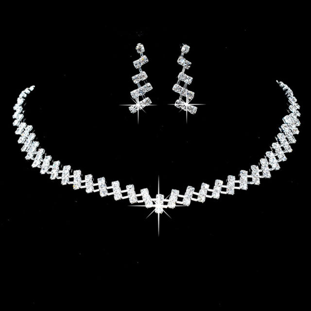 Rhinestone Crystal NECKLACE+EARRINGS SET