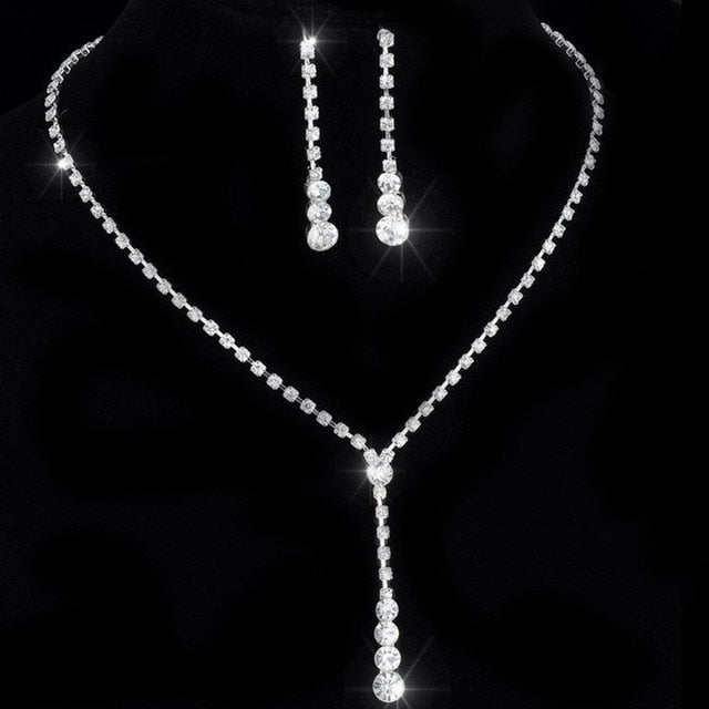 Rhinestone Crystal NECKLACE+EARRINGS SET