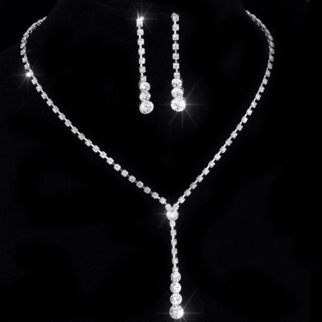 Rhinestone Crystal NECKLACE+EARRINGS SET