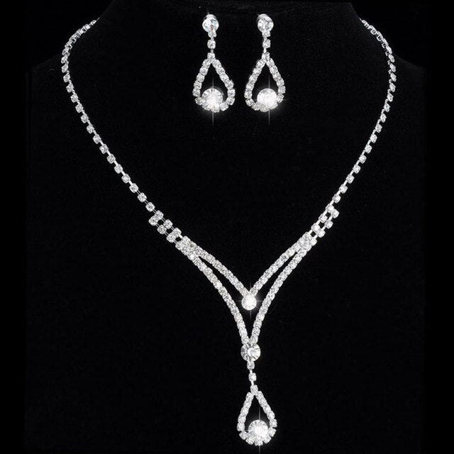 Rhinestone Crystal NECKLACE+EARRINGS SET