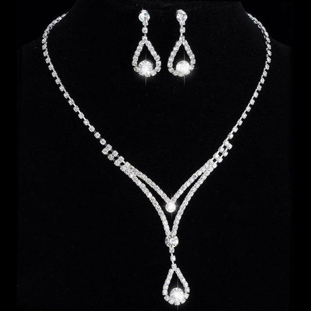 Rhinestone Crystal NECKLACE+EARRINGS SET