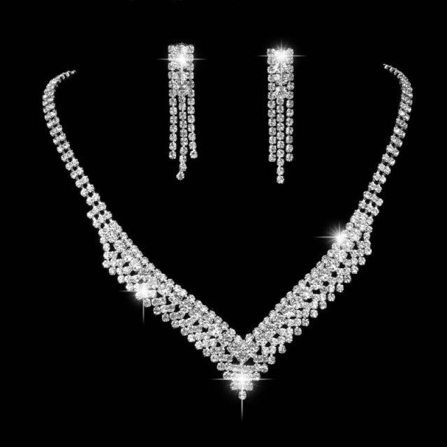 Rhinestone Crystal NECKLACE+EARRINGS SET