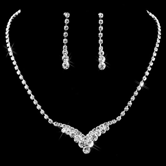 Rhinestone Crystal NECKLACE+EARRINGS SET